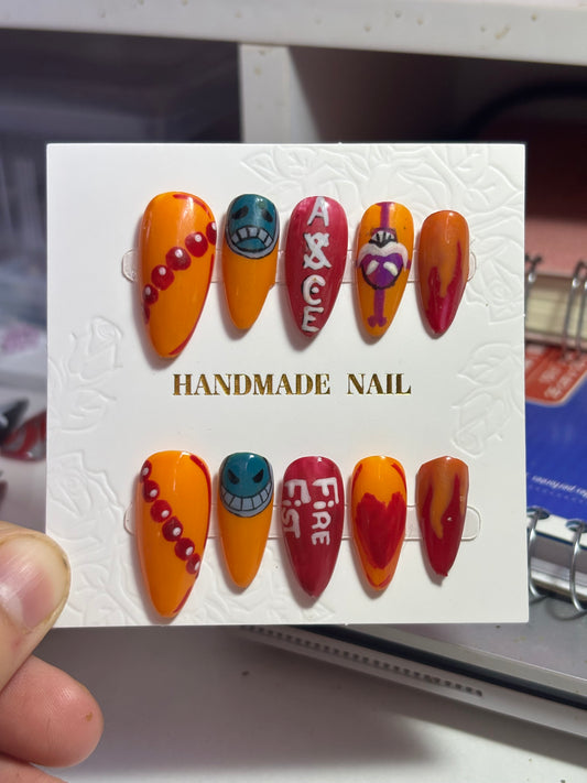 One Piece "Ace" Press On Nails