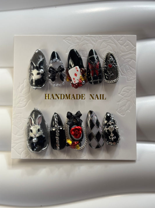 Dark Poker Bunny Nails