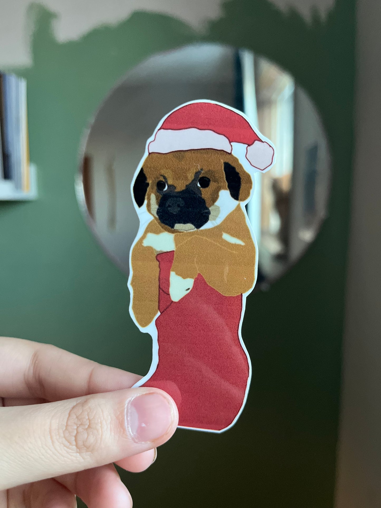 Stocking Pup Christmas Sticker
