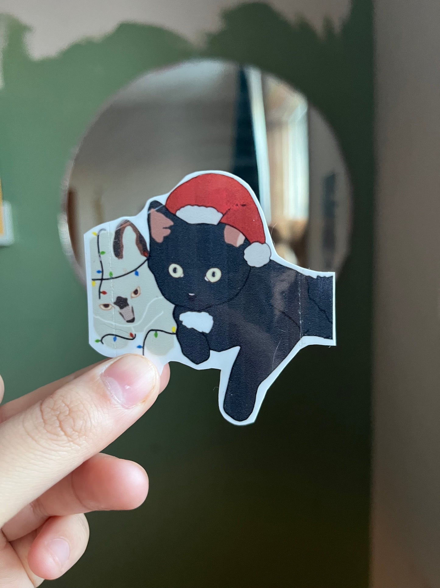Yin and Yang Kitten Christmas Sticker