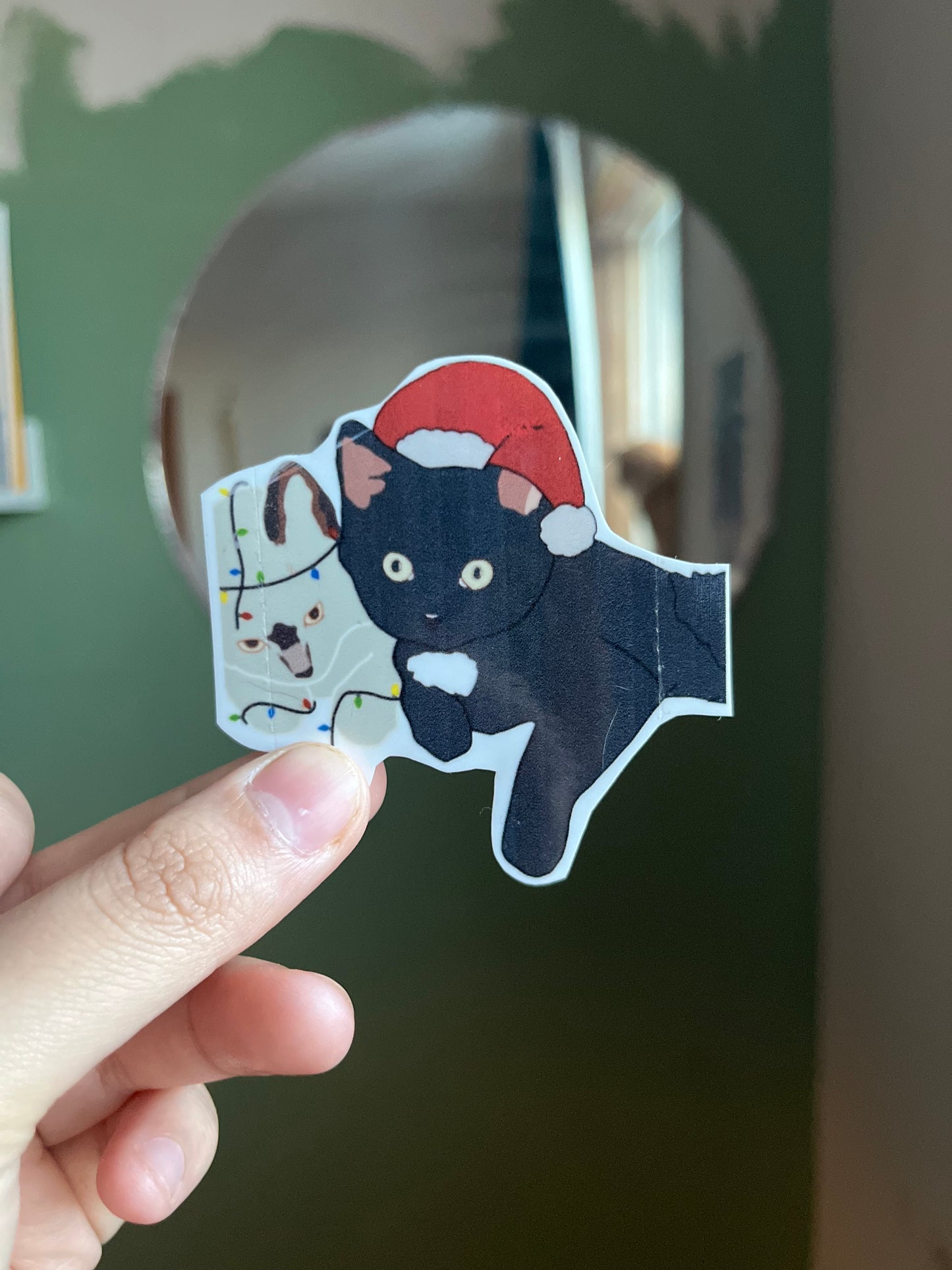 Yin and Yang Kitten Christmas Sticker